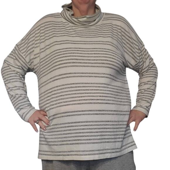 New Market and Spruce Stitch Fix Size 2X Striped Cowl Neck Knit Top Soft Stretch - Picture 1 of 8